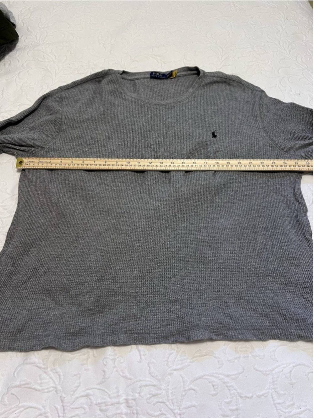 Polo Ralph Lauren Men’s 2XB Big & Tall Gray Waffle-Knit Crewneck Logo Shirt - Picture 5 of 7